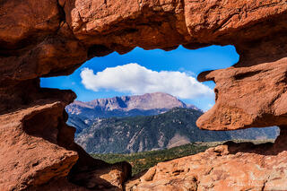 Pikes Peak through Keyhole Window Rock