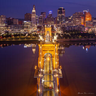 Roebling Bridge with Cincinnati Skyline